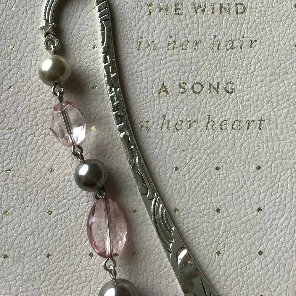 Tibetan Metal‎ Sun, Stars, and Flowers Beaded Bookmark